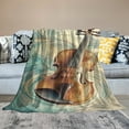 thumbnail image 2 of Autua Vintage Violin Flannel Blanket,Music-Themed Soft Lightweight Throw Blankets Gifts for Women Girls,Perfect for Couch Bed Home Travel Decor 60x80in, 2 of 6