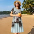 thumbnail image 4 of Balery Adorable Puppy Portrait Vestidos sueltos de manga corta para mujer, vestidos de verano 2025, vestidos casuales de corte A con vuelo., 4 of 6