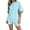 Blue, variant on Womens 2 Pieces Short Sets Summer Short Sleeve Outfits Casual Matching Lounge Set with Pockets