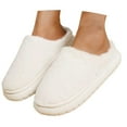 thumbnail image 3 of Cloud Like Slippers with Fuzzy Knit Upper, Comfortable Indoor Slippers and House Shoes, Lightweight Warm Footwear for Women Men in Winter 8 White, 3 of 8