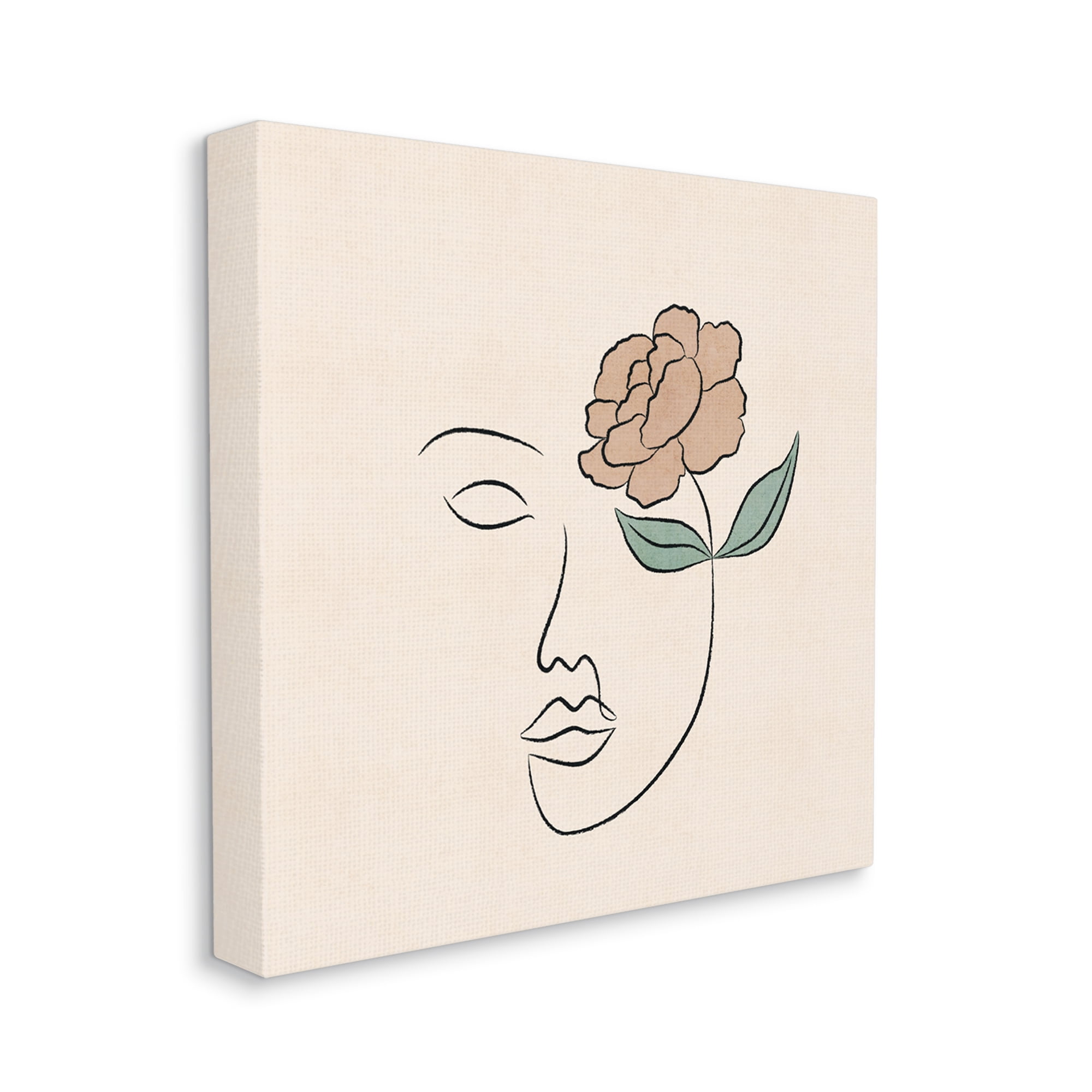 Stupell Industries Floral Outline Casual Doodle Abstract Woman Face Graphic Art Gallery Wrapped Canvas Print Wall Art, Design by JJ Design House LLC