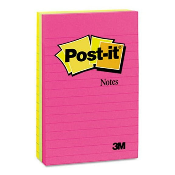 Sticky note Notes 4 x 6- 3 Neon Colors- 3 100-Sheet Pads/Pack