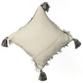 thumbnail image 3 of 16" Boho Handwoven Cotton Throw Pillow Cushion Cover with Tassels, Beige, 3 of 5