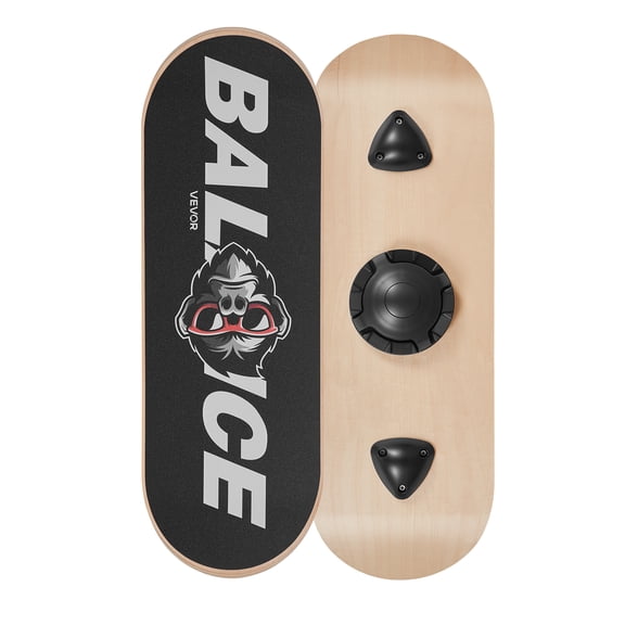 VEVOR Balance Board, Wobble Board Trainer for Adults 3-Level Adjustable Base, Premium Wooden Balance Training Equipment, Slip-Resistant Surface for Core Workout, Standing Desk Exercise, Home Gym,Yoga
