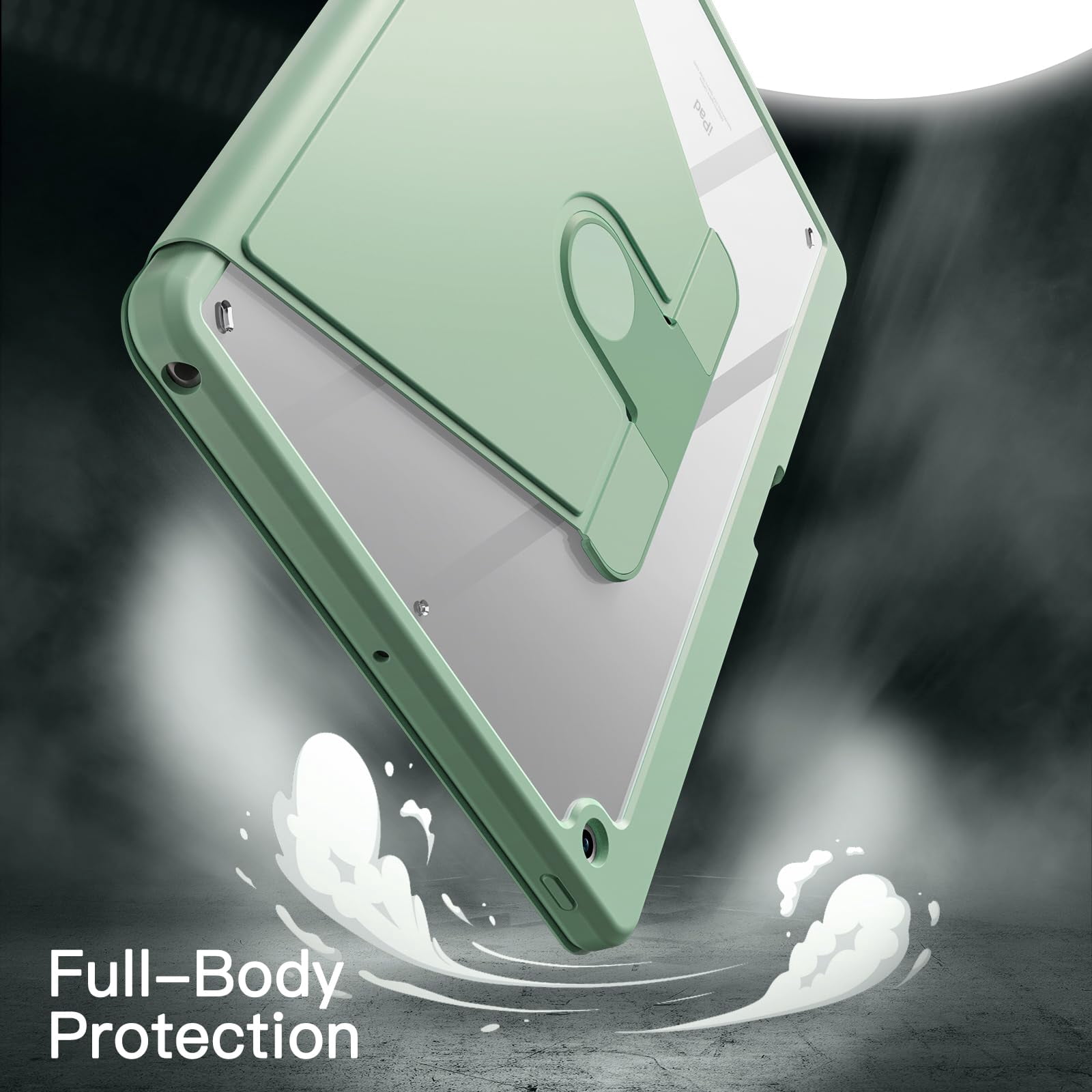 JETech Rotating Case for iPad 9/8/7 (10.2-Inch), 360 Degree Rotation Stand Cover (Matcha Green)
