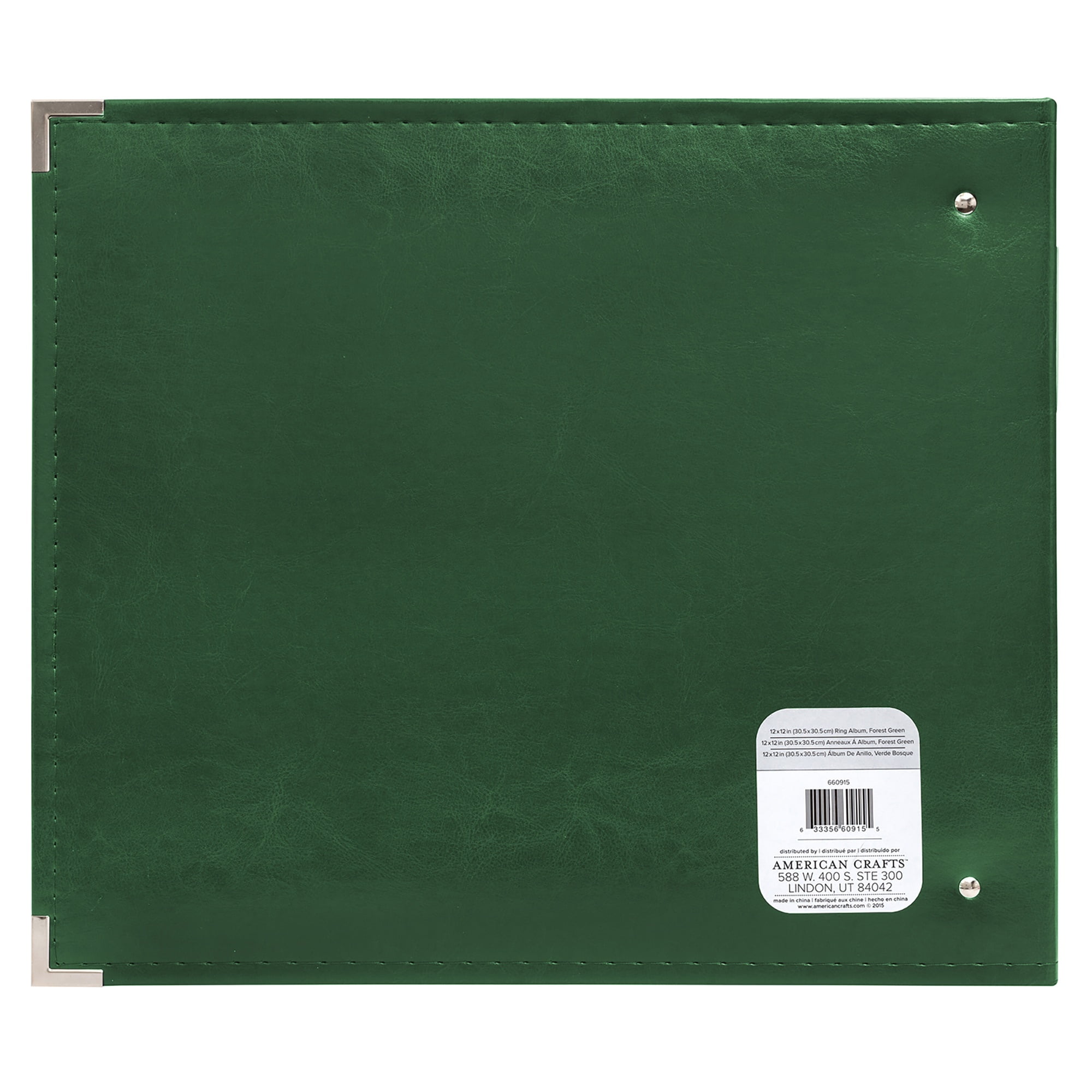 We R Classic Leather D-Ring Album 12"X12"-Forest Green