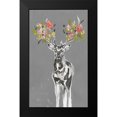 thumbnail image 2 of Goldberger, Jennifer 10x14 Black Modern Framed Museum Art Print Titled - Deer and Flowers II, 2 of 5