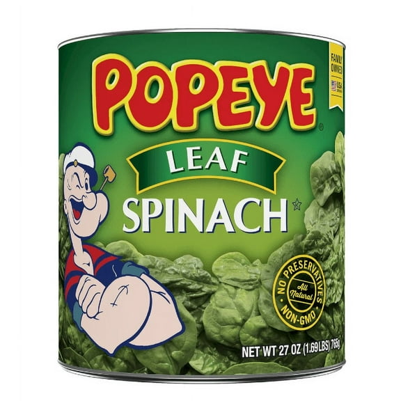 Popeye Canned Leaf Spinach, 27 oz Can (Pack of 4)