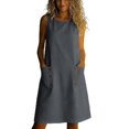 thumbnail image 4 of Women's Sleeveless V Neck Casual Dress, Buttonless Design, Lightweight Blend, Warm Weather Wear, 4 of 7