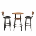 thumbnail image 5 of Spaco 3-Piece Round Bar Table & Chair Set, 2-Tier Storage Table with 2 PU Upholstered Stools for Small Spaces & Kitchen, Brown, 5 of 7