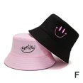 thumbnail image 1 of Sombrero de pescador de dos caras con cara sonriente, estilo coreano, bordado, sombrero para el sol de dos caras, sombrero universal para lavabo, sombrero de moda para las cuatro estaciones., 1 of 7