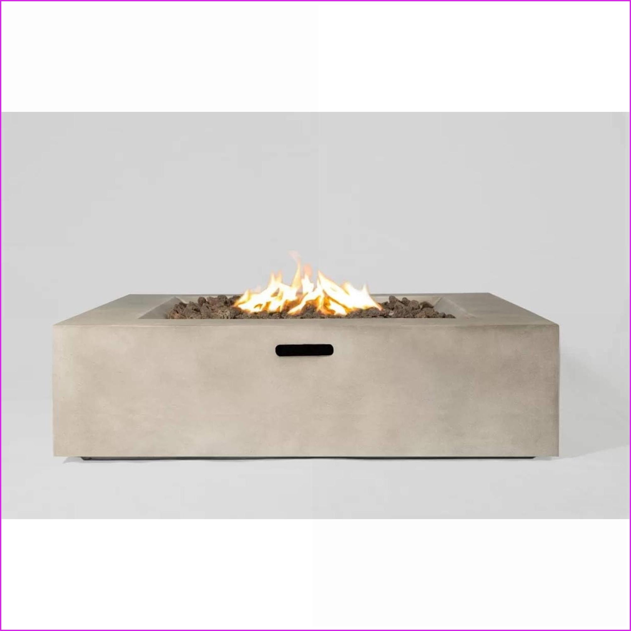 Outdoor Stoves | fogón al aire libre | 12" H Modern Concrete Fire Pit Table for Patio Backyard | Hidden Tank Storage | Concrete