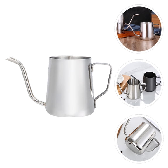 ULTNICE 1Pc Plated Silver Household Coffee Kettle Stainless Steel Teapot for Home Use
