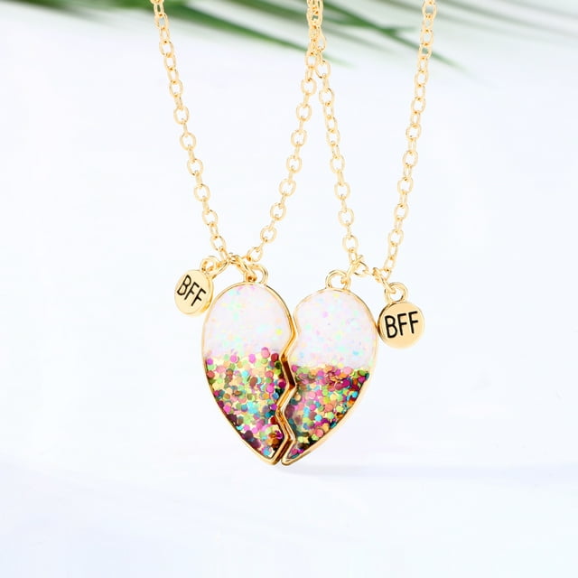 Collar para 2 collares magnéticos con forma de corazón dividido, regalos de amistad, colgante a juego para tu amiga o hermana en la fiesta