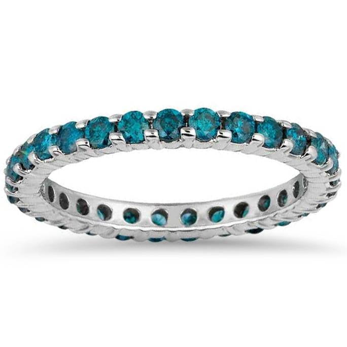 Pompeii 1ct Blue Diamond Eternity Ring 14K White Gold (Blue,I1-I2)