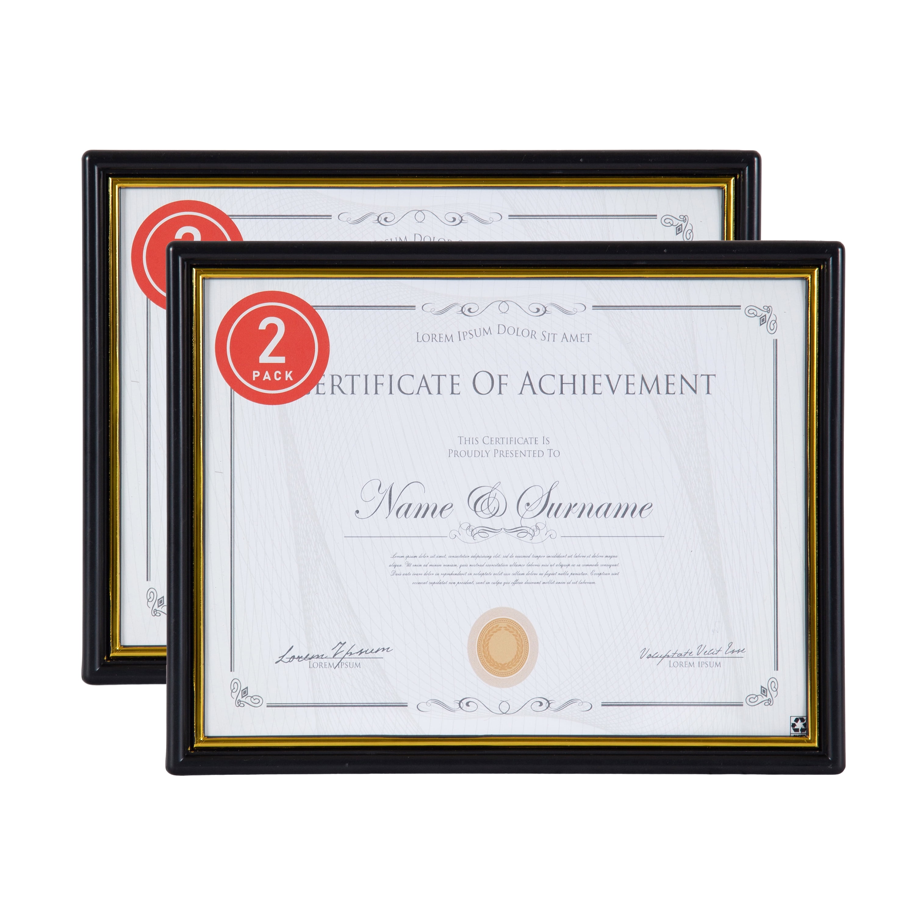 (5 pack) DesignOvation 8.5x11 Basic Black/Gold Document Frame, Set of 2