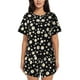 thumbnail image 1 of Fotbe Daisy Conjunto de Pijama Estampado para Mujer, 2 Piezas, Ropa de Dormir con Camiseta de Manga Corta y Shorts Suaves-Medium, 1 of 6