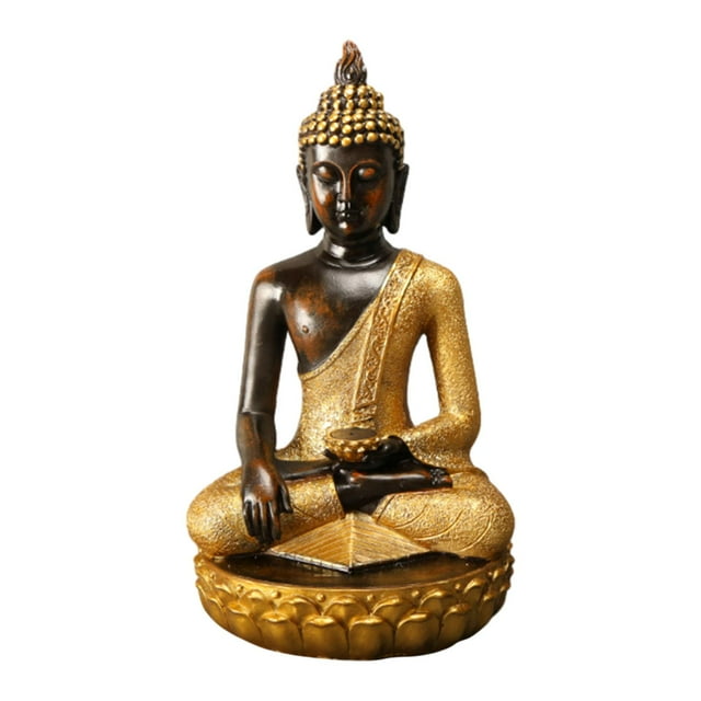 Figura de Buda tailandesa, pequeña estatua de Buda tailandesa, adorno Fengshui, escultura de Buda de resina Fengshui para estante, decoración de escri