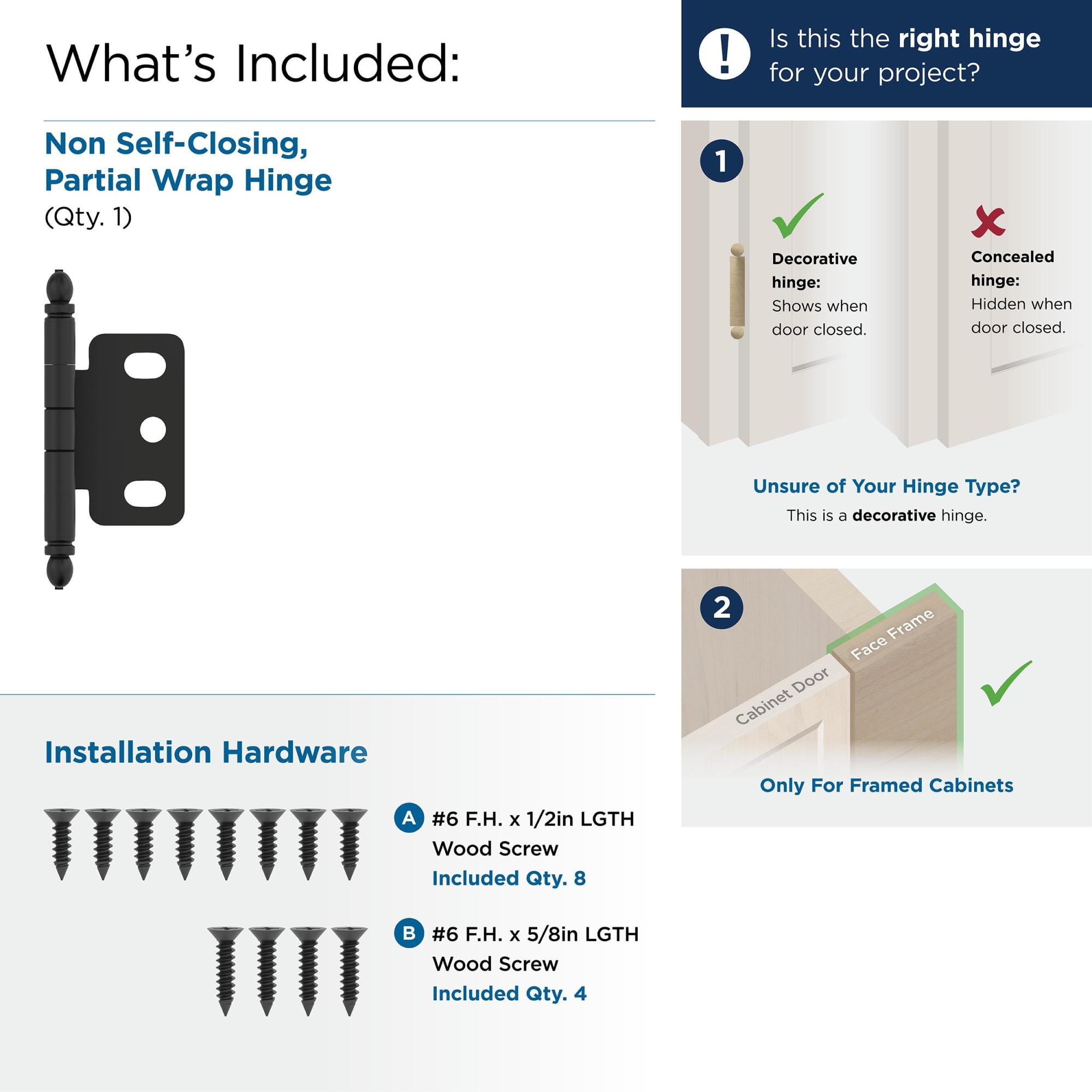Amerock  PK3180TB  Inset Hinges  Functional  Cabinet Hinges  Wrap Hinges  ;Satin Nickel