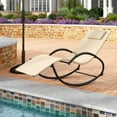 thumbnail image 4 of Costway 2 PCS Outdoor Rocking Lounge Chair with Removable Headrest Breathable Backrest & Seat Beige, 4 of 10