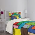 thumbnail image 3 of Ambesonne Art Quilted Bedspread Set 2 Pcs, Vivid Mondrian Squares, Twin Size, Multicolor, 3 of 5