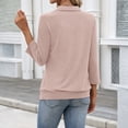 thumbnail image 4 of Polo Shirts for Women Collared V Neck Banded Bottom Long Sleeve Basic Knit Pullover Blouses Beige L, 4 of 7
