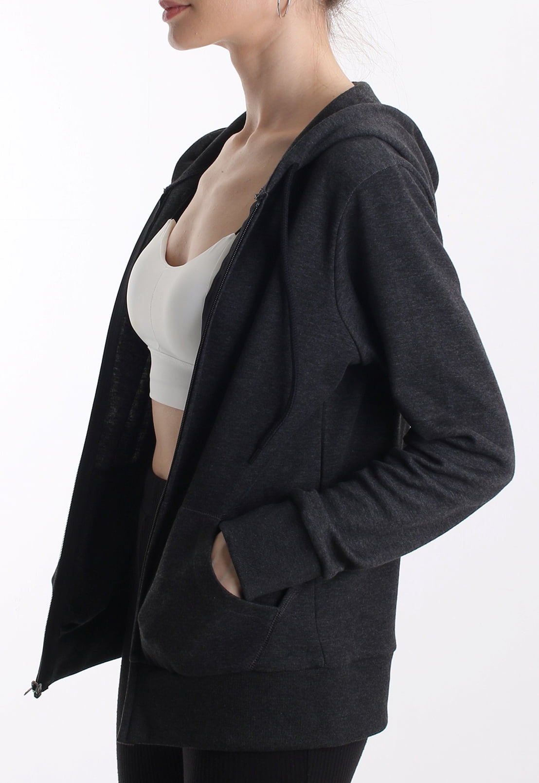 MAJECLO Women's Slim Fit Full-Zip Hoodie - Lightweight Casual Jacket With Pockets, Long Sleeve - View #4