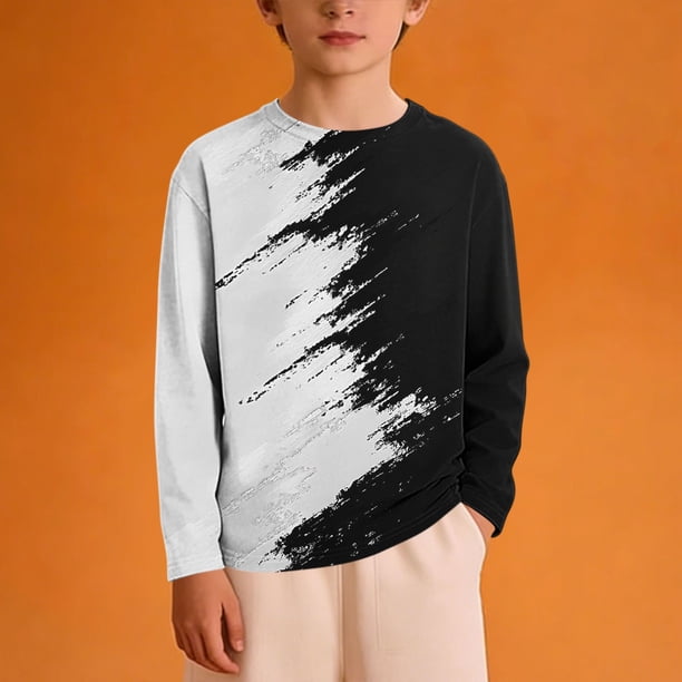 Blusas y camisas de manga larga con cuello redondo Zhongda Top estampado de manga larga con cuello redondo para niña con jersey y camiseta de base Top de poliéster para niña