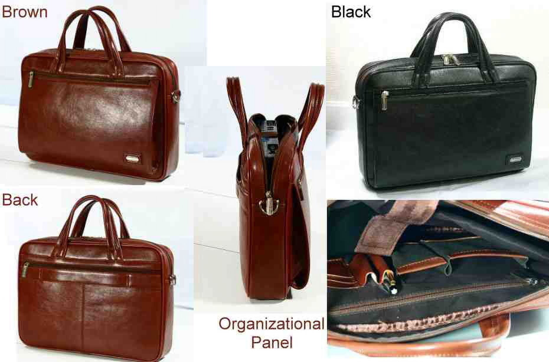 K-Cliffs Deluxe Leather Briefcase Business Portfolio Fit Laptop, Black