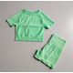 thumbnail image 1 of Conjunto de Yoga sin costuras para mujer, Top corto de manga corta para Fitness, camisetas, pantalones cortos para correr, ropa de entrenamiento para gimnasio, conjunto de 2 piezas, 1 of 6