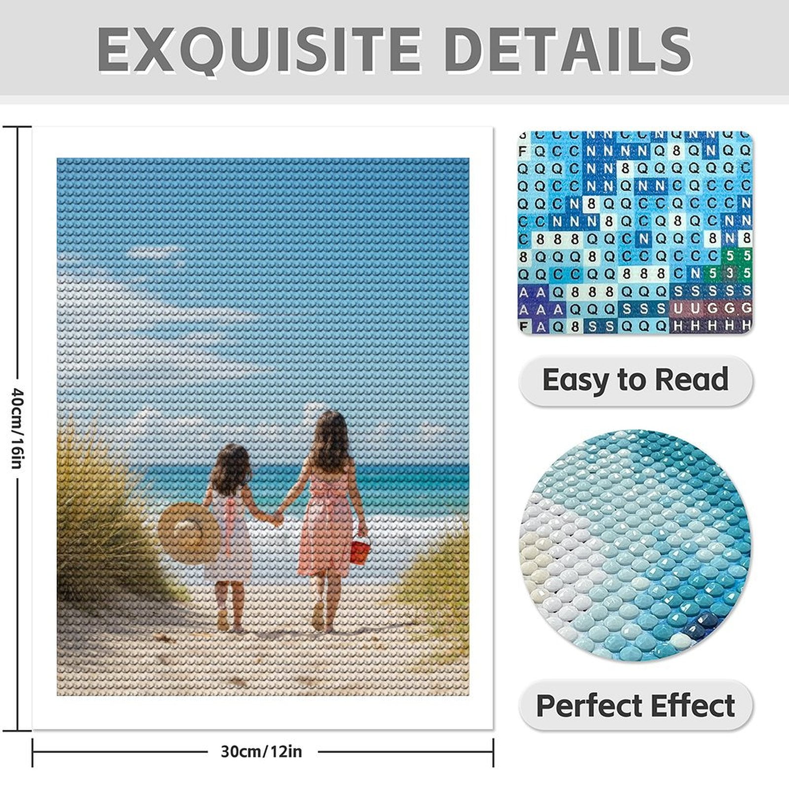 Diamond Art Kit for Adults, Girls Beach Adventure Summer Day Diamond Painting for Adults Beginners, 5D DIY Diamond Art Painting Kits, Colorful Diamond Painting Craft for Home Decor 12x16