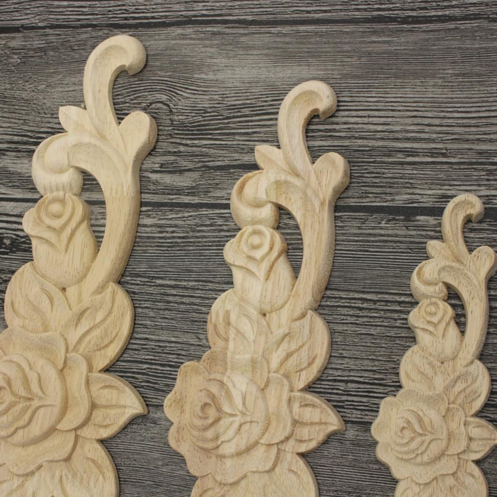 2pcs Unpainted Carved Wood Cornersleft and Right Applique 