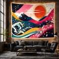 thumbnail image 6 of Starry Mountain with Snowcap and Swirling Waves, Majestic Japanese Inspired for Ocean Lovers, Coastal Landscape Art, Housewarming Gift Tapestry Wall Hanging for Bedroom and Living Room, 6 of 7
