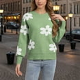 thumbnail image 4 of PFRNLF Womens Floral Sweaters Fall Winter Crew Neck Long Sleeve Loose Knit Pullover Sweater Tops, 4 of 5