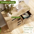 thumbnail image 3 of Fluted 5 Drawer Dresser for Bedroom, Modern Tall Chest of Drawers with Metal Legs, Solid Wooden Drawer Chest Storage Cabinet for Living Room, Hallway, Entryway, Home Office, 3 of 6