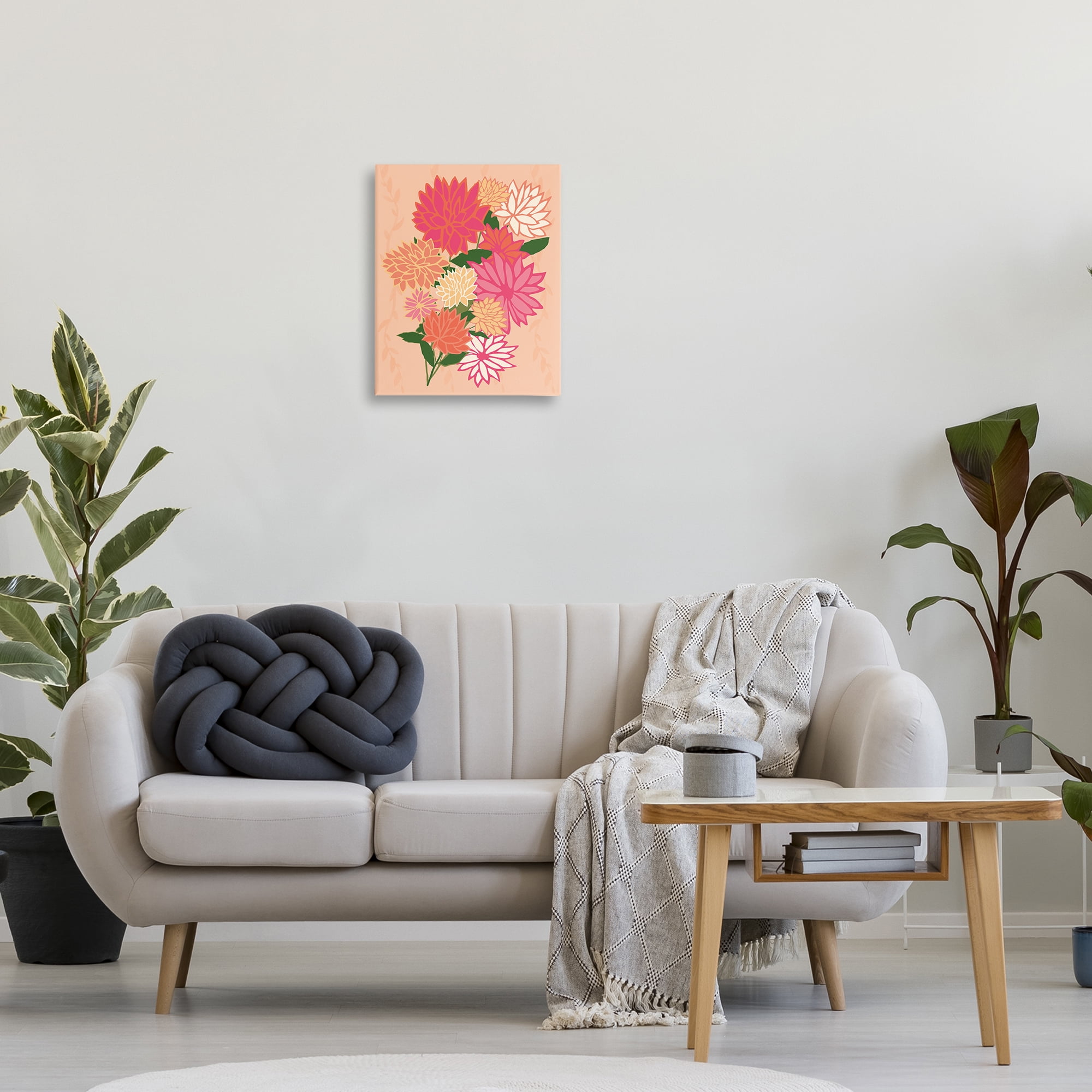 Stupell Industries Dahlia Petal Outlines Plants & Flowers Painting Wrapped Canvas Art Print Wall Art, 16 x 20