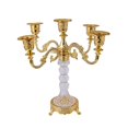 thumbnail image 2 of Candelabro de 5 brazos con forma cónica, elegante adorno de metal y vidrio. Oro, 2 of 9