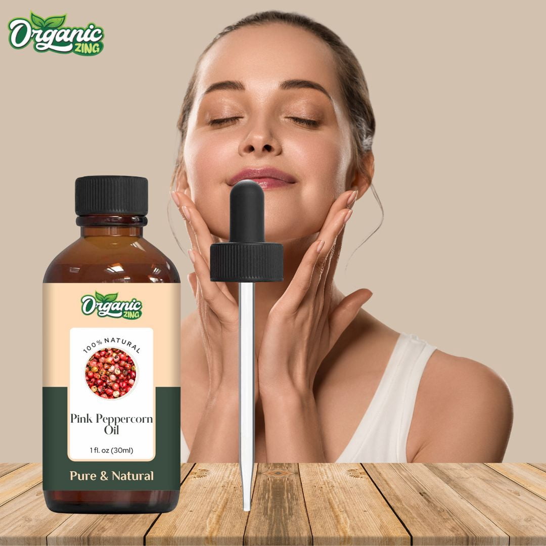 Organic Zing Pink Peppercorn (Schinus Molle) Oil | Pure & Natural Essential Oil for Aroma, Skincare & Massage- 30ml/1.01fl oz