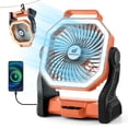 thumbnail image 1 of Ventilador de camping Odoland de 2000 mAh con luz LED, batería de 10 horas, color naranja, 1 of 7