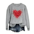 thumbnail image 5 of asdoklhq Womens Casual Love Heart Shirts Women's Fashion Long Sleeve Printed Sweatershirt Loosen Blouse Gray XL, 5 of 8