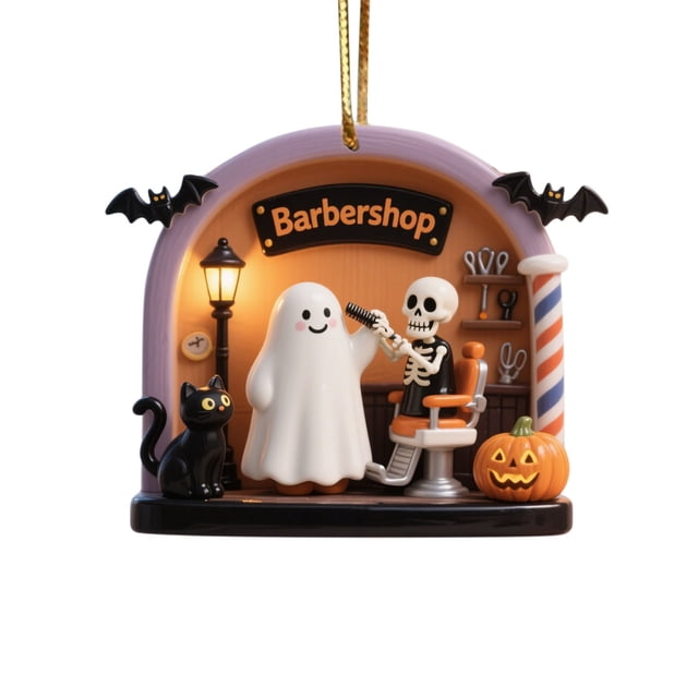 Uuiauoio Spooky Cute Halloween Hanging Ornament, Adorable Ghost Scene Decor , Holiday Tree Decoration for Home and Party, Halloween Display Decorations