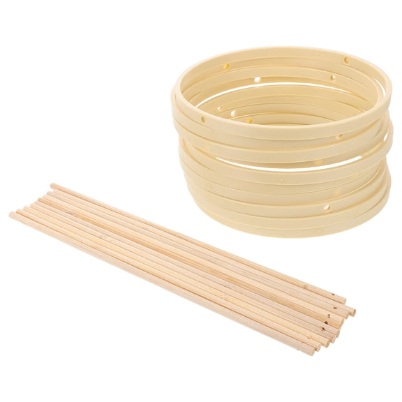 SEWCHICS 10Sets Handheld Folding Fan Frame DIY Kit Beige Wood for Chinese Style Fan Making