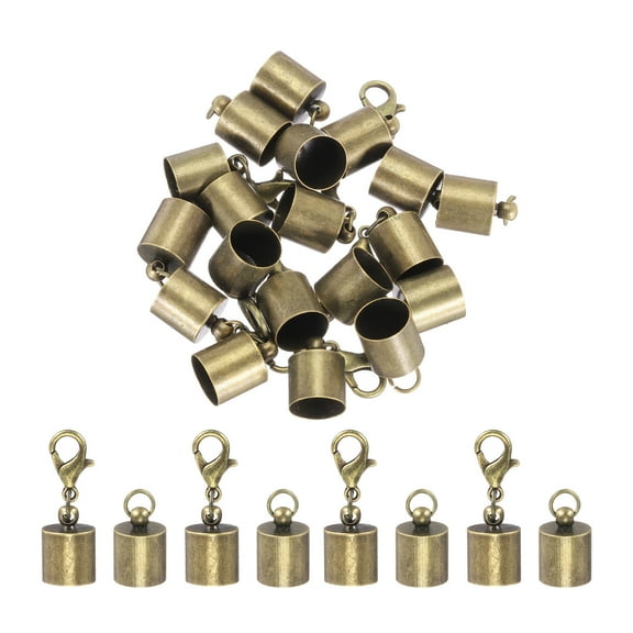 Uxcell 10Pcs Cord End Caps, 9.5mm End Caps Barrel Beads Kumihimo End Caps Iron for DIY Craft (Bronze)