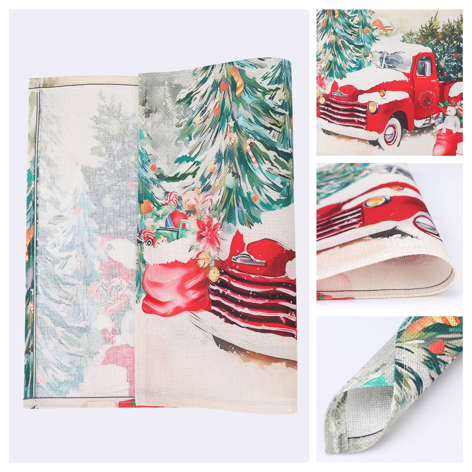 Unique Bargains Set of 6 Washable Linen Placemats Kitchen Table Mat Car