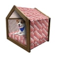 thumbnail image 1 of Geometric Pet House, Tile Rectangle Square Cube Vertical Lines Geometrical Shapes Periodic, Outdoor & Indoor Portable Dog Kennel with Pillow and Cover, 5 Sizes, Coral Rose Dried Rose, by Ambesonne, 1 of 5