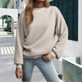 thumbnail image 2 of XIAOCHA Womens Sweatshirts Simple Solid Color Crewneck Pullover Tops Drop Shoulder Long Sleeve Loose Fit Warm Sweatshirt Fall Winter Layering, 2 of 5