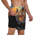 thumbnail image 2 of Balery Colorful Plant Tiger Bañador para hombre, shorts de playa de secado rápido con entrepierna y forro de compresión-X-Large, 2 of 6