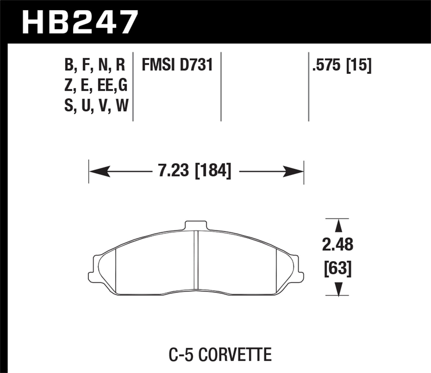 Hawk Performance HB247W.575 Disc Brake Pad Fits 97 13 Corvette GTO XLR