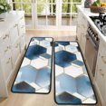 thumbnail image 4 of Kitchen Rugs Sets Of 2,Blue White Gold Hexagon Marble Pattern Anti Fatigue Kitchen Mat Rugs Non Slip Washable,Decorative Kitchen Floor Mats for Kitchen,Sink,Laundry,17"x47"+17"x47", 4 of 5