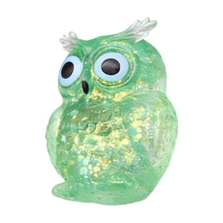 Leutsin Glitter Owl Stress Ball Crystal Colorful Animal Slow Rising Balls Cute Sensory Fidget Gadget for Anxiety Tension Relief Soft Squeeze Decompression Accessories for Fun Party Favors